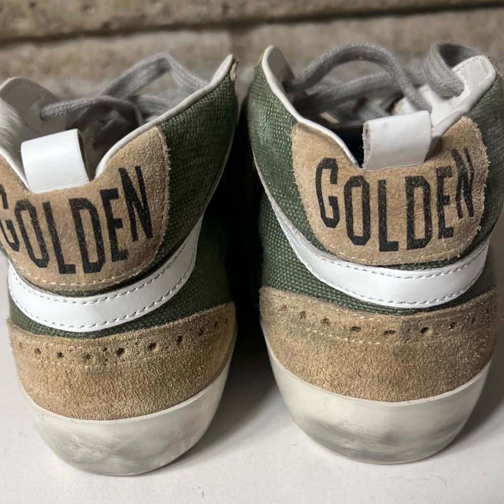 Golden Goose Mid Star Sneakers in White and Green - Picture 7 of 10